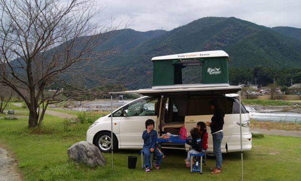 粕川でオートキャンプ